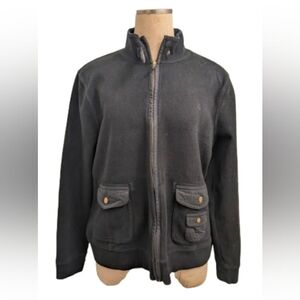 Lauren Ralph Lauren Black Zip-Front Hoodie Sweatshirt